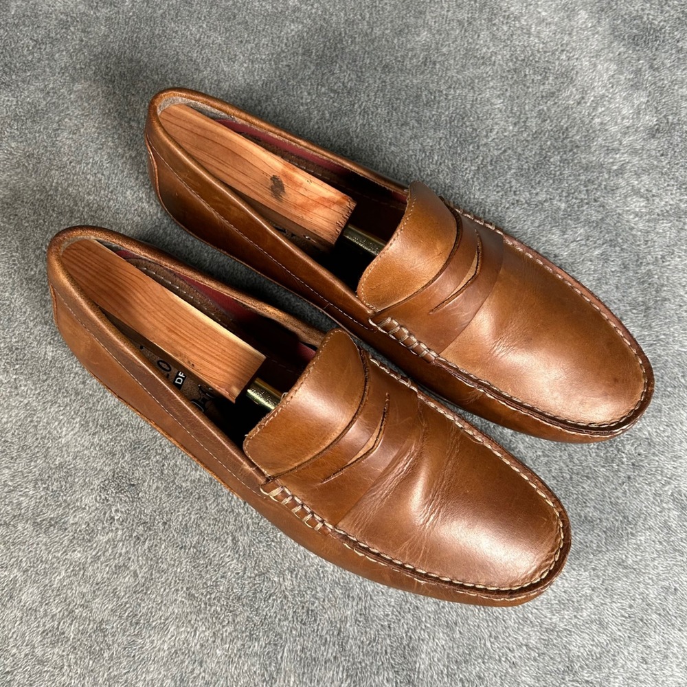 Florsheim Driver Penny Loafer Mens Cognac Brown Leather Shoes Size 9.5M - Picture 2 of 11